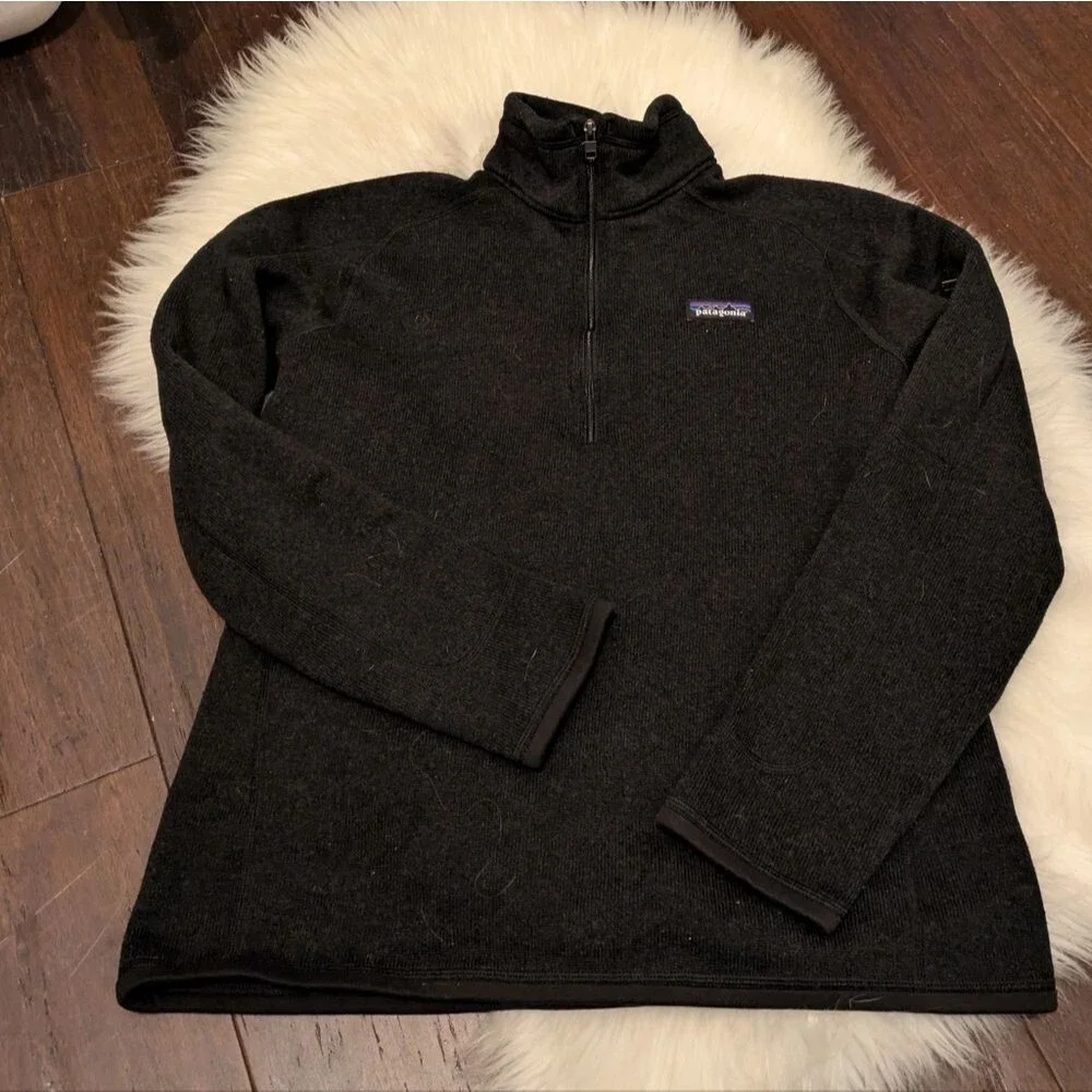 Patagonia Boys Quarter Zip-Up Sweater Black Dark Grey